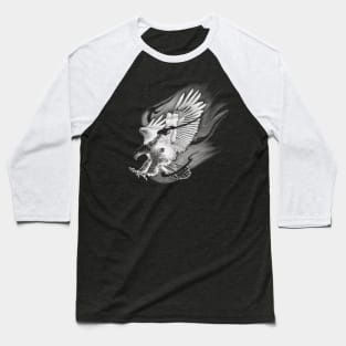 Flying Eagle with Striking Talons on Fire Baseball T-Shirt